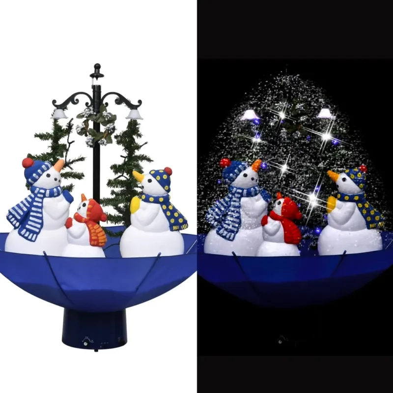 Ultimissimo Modello Albero di Natale con Nevicata e Base ad Ombrello Blu 75 cm PVC