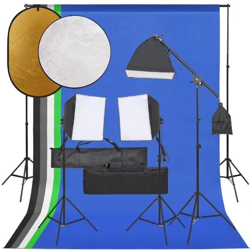 Kit Studio Fotografico con Luci Softbox Ombrelli Fondali Colorati e Riflettore Acquista Ora