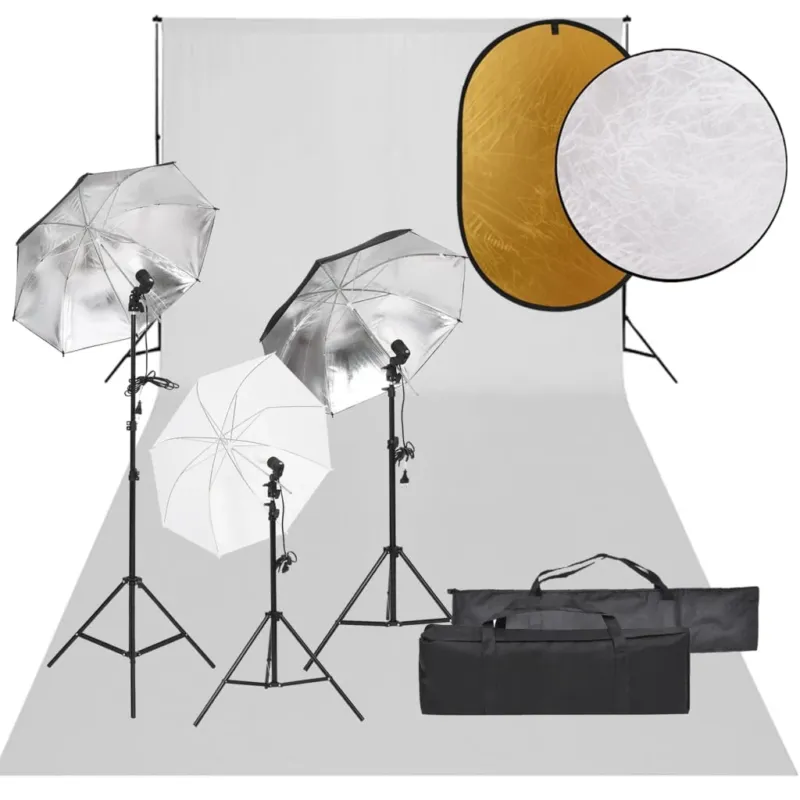 Kit Luci Softbox con Fondale Bianco e Riflettore per Studio Fotografico Direttamente Dal Produttore
