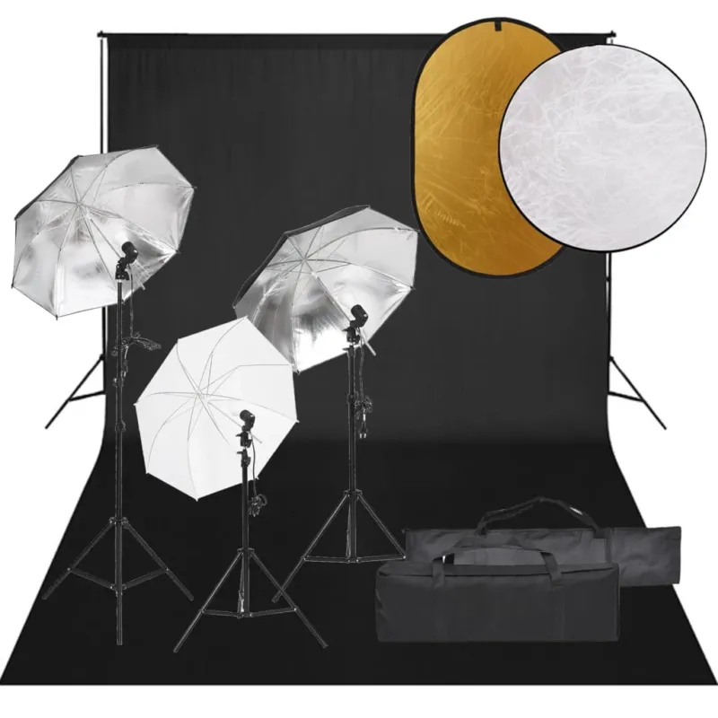 Non Perdere Kit Luci Softbox con Fondale Nero e Riflettore per Studio Fotografico