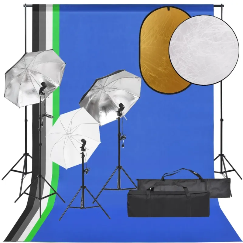 Kit Studio Fotografico con Luci Softbox Fondali Colorati e Riflettori Pieghevoli Ordina Subito