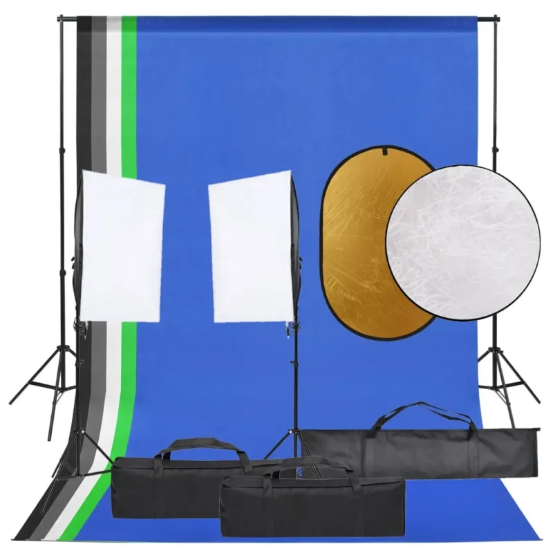 Set Luci Softbox con Fondale e Riflettore per Studio Fotografico Professionale Prezzo Di Fabbrica