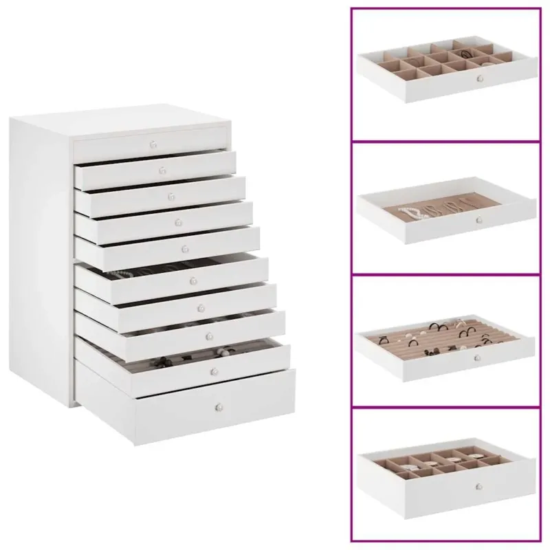 Portagioie Bianco 10 Strati con Cassetti Porta Anelli Bracciali Orologi Nuova Collezione