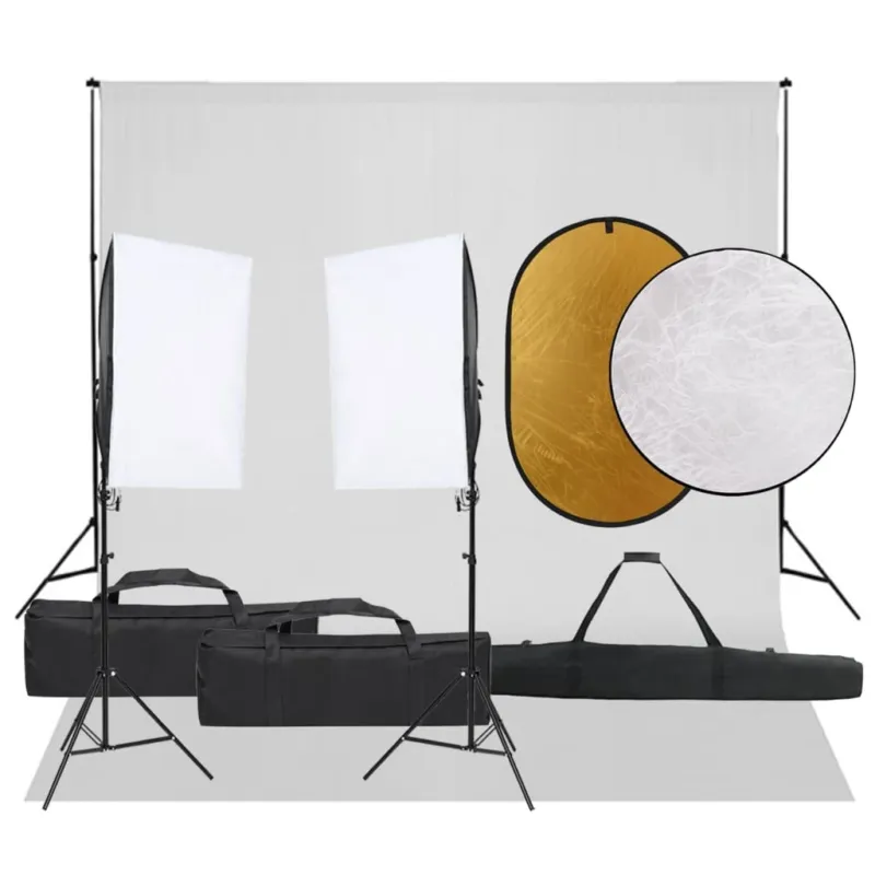 Kit Completo per Studio Fotografico con Softbox, Fondale e Riflettore Solo Oggi