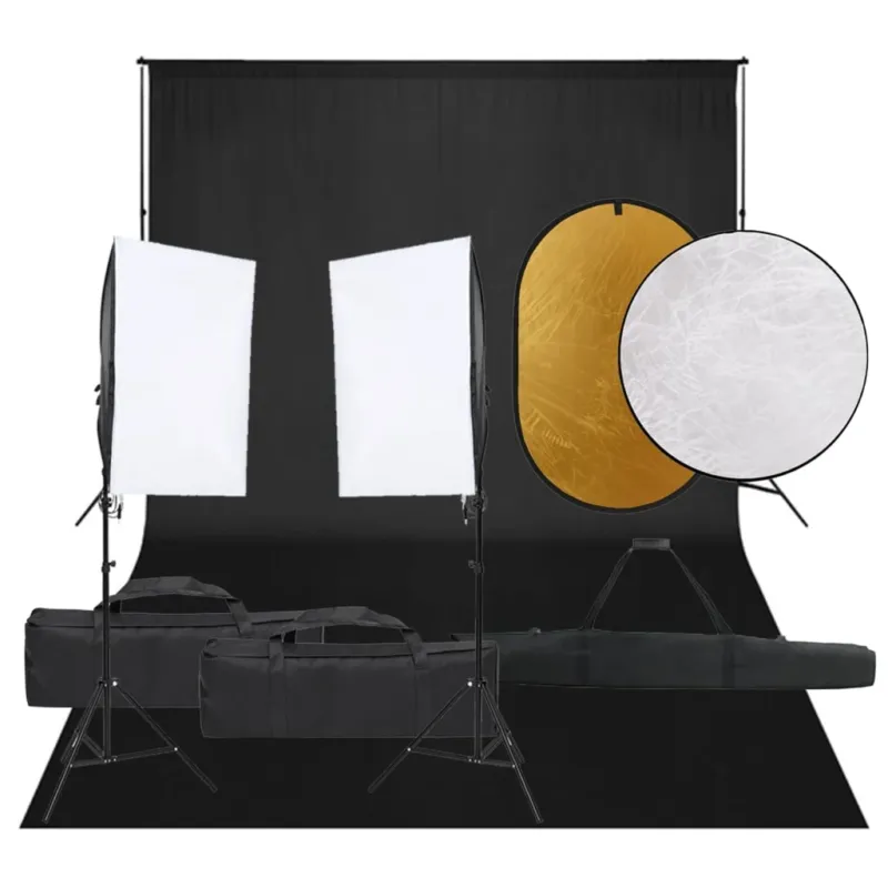 Set Luci Softbox con Fondale e Riflettore per Studio Fotografico Professionale Compra Oggi Stesso