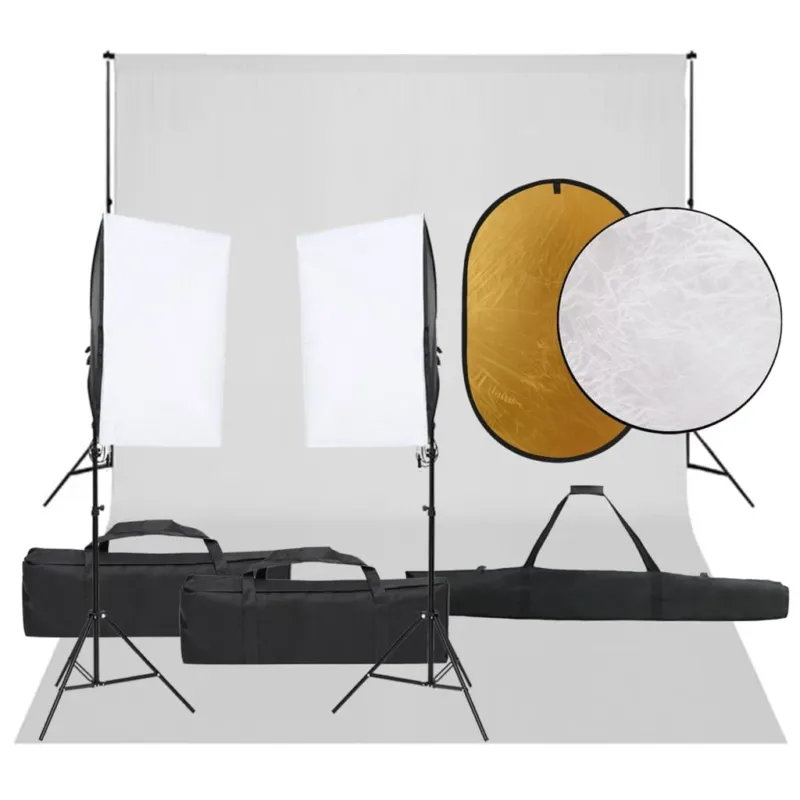 Set Luci Softbox con Fondale e Riflettore per Studio Fotografico Professionale Soddisfatti O Rimborsati