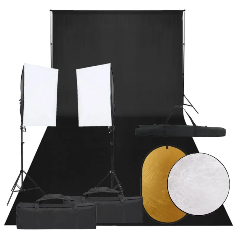 Set Luci Softbox con Fondale e Riflettore per Studio Fotografico Professionale Scelto Dai Clienti