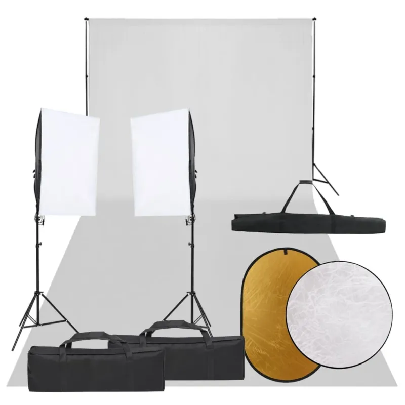 Must-Have Set Luci Softbox con Fondale e Riflettore per Studio Fotografico Professionale