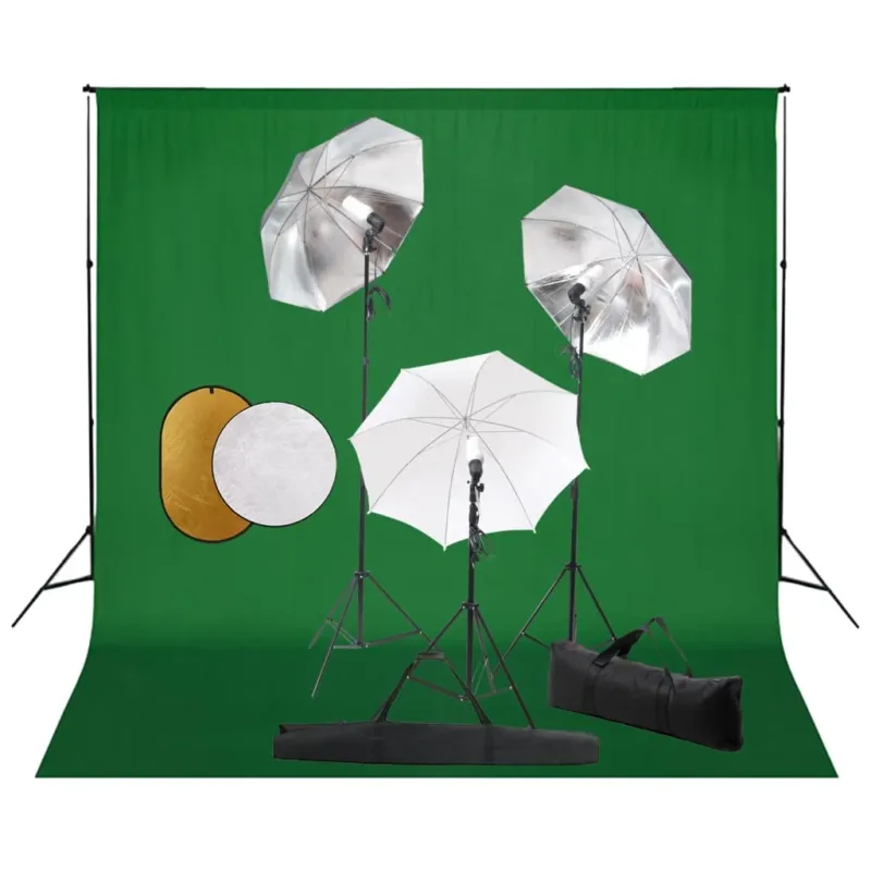 Offerta Set Completo per Studio Fotografico con Ombrelli Luci Fondale Bianco e Riflettore