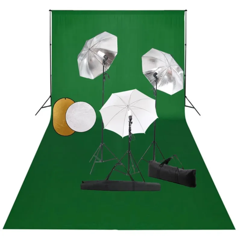 Kit Studio Fotografico con Set Luci Ombrelli Fondali Verde e Riflettore Miglior Prezzo