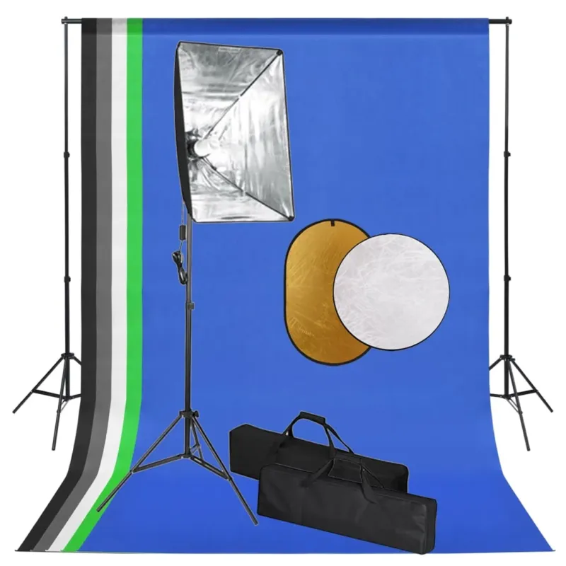 Kit Studio Fotografico con Luci Softbox Fondale e Riflettore 5 in 1 Portatile Direttamente Dal Produttore