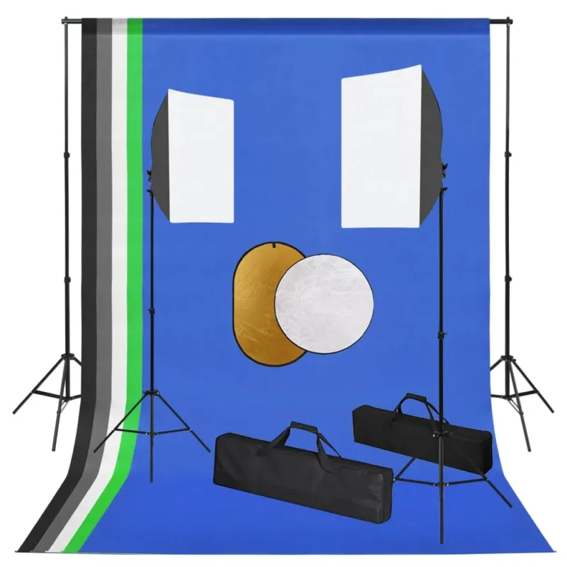 Più Venduto Kit Studio Fotografico con Luci Ombrelli Fondali Colorati e Riflettore Portatile