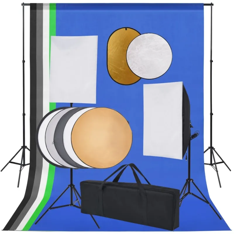 Spedizione Espresso Set Completo per Studio Fotografico con Softbox Fondali Multicolore e Riflettori