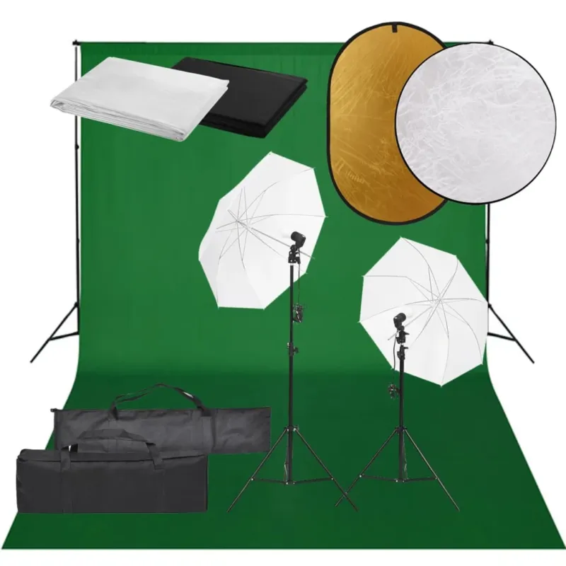 Acquista Ora Kit Professionale Studio Fotografico con Fondali 3 Colori Luci Ombrelli e Riflettore
