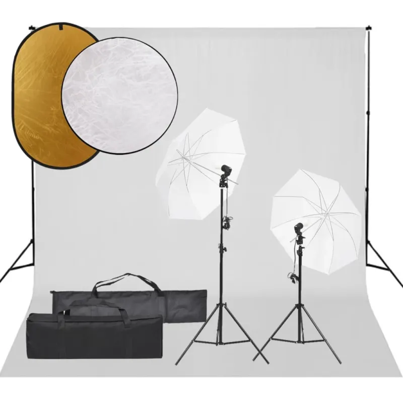 Promozione Esclusiva Set Completo per Studio Fotografico con Ombrelli Luci Fondale Bianco e Riflettore
