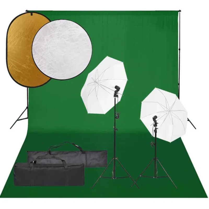 Scelto Dai Clienti Kit Studio Fotografico con Set Luci Softbox Fondale Verde e Riflettori Portatili
