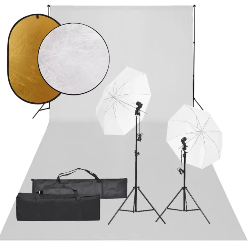 Scelto Dai Clienti Kit Studio Fotografico con Set Luci Ombrelli Fondale Bianco Riflettore Portatile