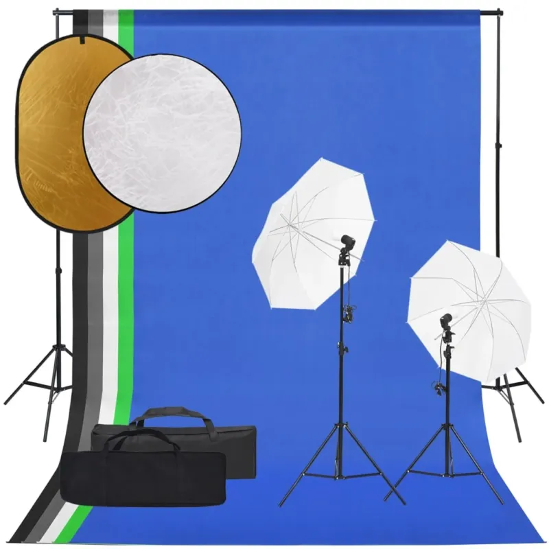 Miglior Prezzo Set Completo per Studio Fotografico con Softbox Fondale Blu Verde Nero Bianco