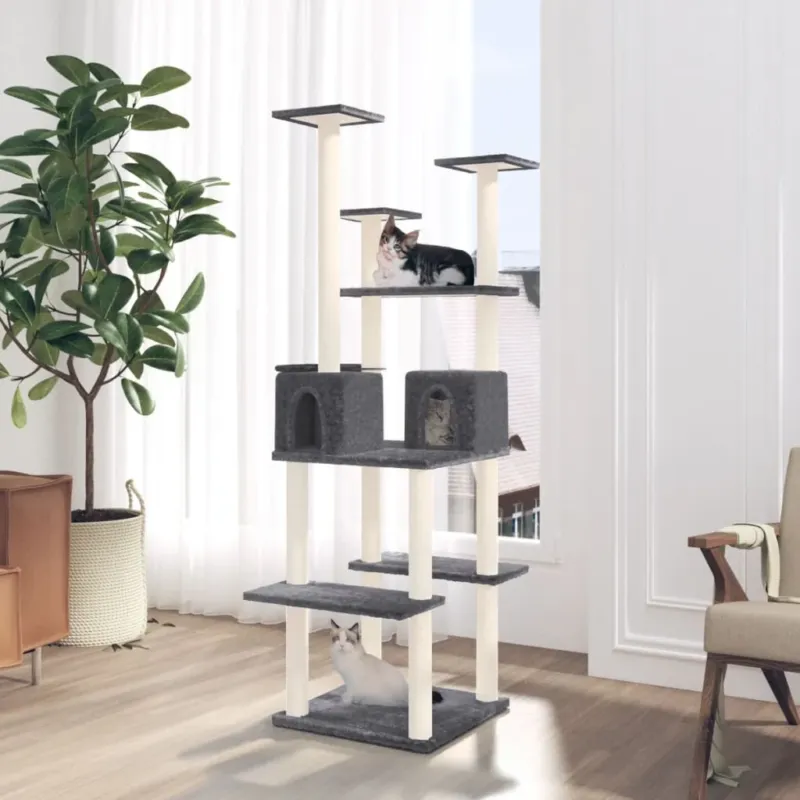 Albero per Gatti con Tiragraffi in Sisal 167 cm Colore Grigio Scuro Ordina Subito