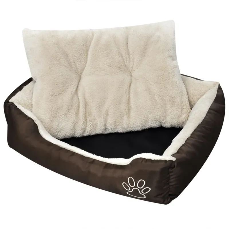 Ultimissimo Modello Letto Caldo per Cani con Cuscino Imbottito da Interno Taglia S Marrone e Beige