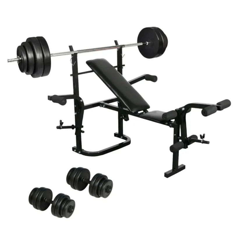 Compra Adesso Set Palestra Casa con Panca Pesi Pieghevole Bilanciere e Manubri 90 kg