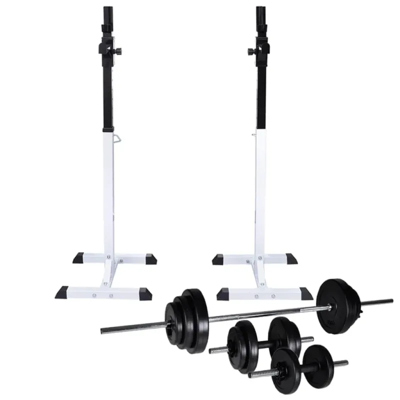 Stazione per Squat con Bilanciere e Set Manubri 30,5 kg Regolabile Spedito Oggi