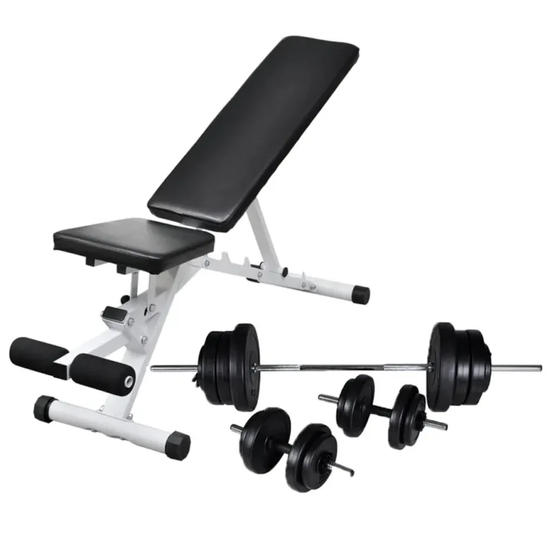 Panca da Palestra con Bilanciere e Set Manubri 60,5 kg Schienale Regolabile Novità