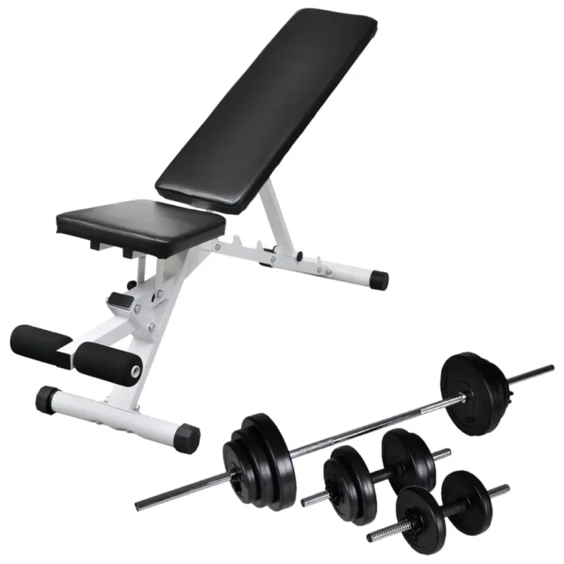 Panca da Palestra con Bilanciere e Set Manubri 30,5 kg Schienale Regolabile Soddisfatti O Rimborsati