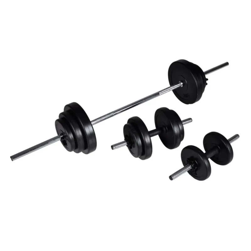 Compra Adesso Set Bilanciere con 2 Manubri 30,5 kg con Dischi in PE Design Ergonomico
