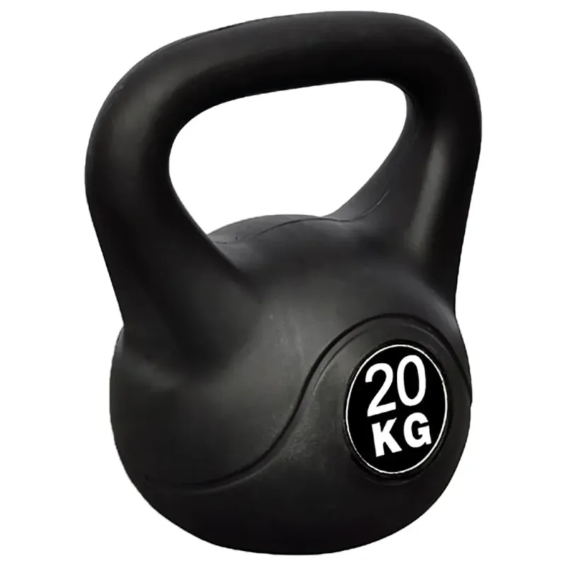 Promozione Esclusiva Palla con Manico Kettlebell 20 kg in Cemento Rivestito Nero Allenamento