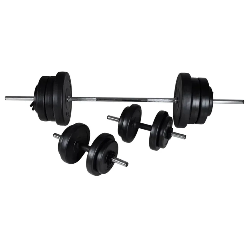 Professionale Set Bilanciere e 2 Manubri 60,5 kg con Dischi in PE Design Ergonomico Fitness