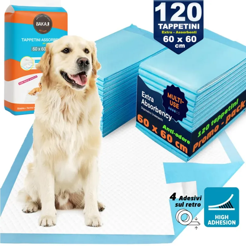 120 x Traversine per Cani tappetini igienici con adesivi Super assorbenti 60x60 cm Prezzo Di Fabbrica
