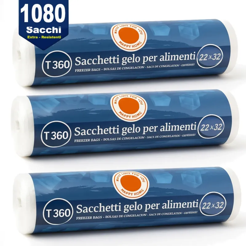 3 x Rotoli Sacchetti Freezer per Alimenti 1080 sacchi Congelatore Frigo 22x32 cm Spedizione Espresso