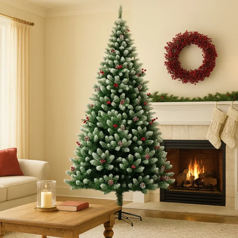 Affare Albero di Natale Mingerl 240cm con Punte Innevate 1624 e Bacche Super Folto