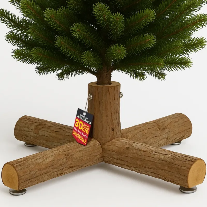 Base Supporto in Legno 60x60x30cm per Alberi 180-240cm Tronchi Attacco Universale Offerta Lampo