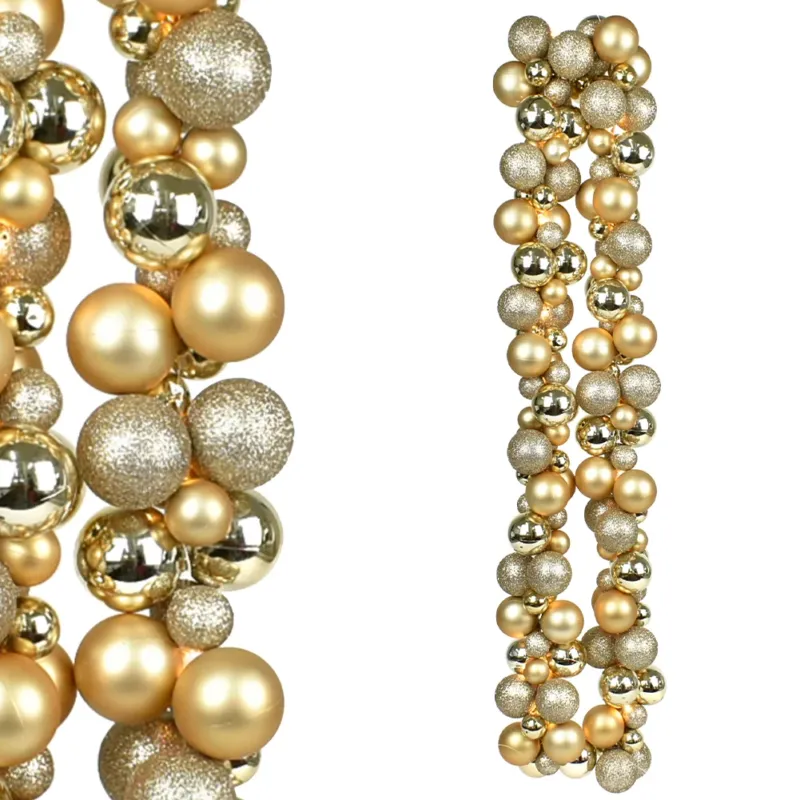 Ghirlanda Natalizia 142 Palline Natale 180cm Festone LED Natalizio Oro Esclusivo