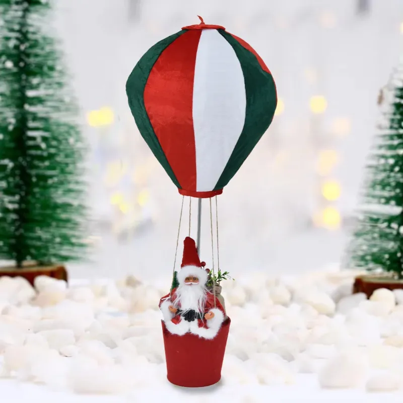 Pagamento Sicuro Mongolfiera di Babbo Natale Bianco Verde e Rosso Decorazione Natalizia 40x92cm