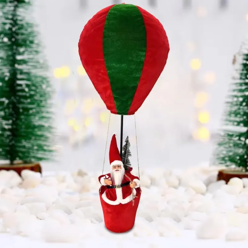 Affare Mongolfiera di Babbo Natale Verde e Rosso Decorazione Statuina Natalizia 40x92cm