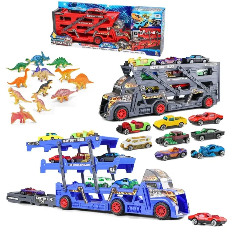 Quantità Limitata Camion Trasporto Auto con 12 Dinosauri 8 Macchine Giocattolo Idea Regalo Bambini