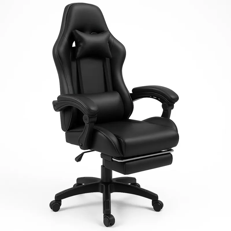 Offerta Sedia Gaming da Scrivania con Poggiapiedi e Cuscino Lombare e Cervicale Nero