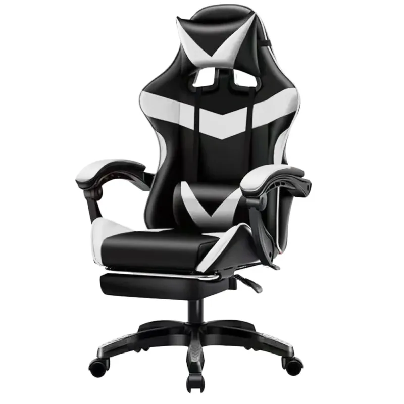 Compra Adesso Sedia Gaming da Scrivania con Poggiapiedi e Cuscino Lombare e Cervicale Bianco