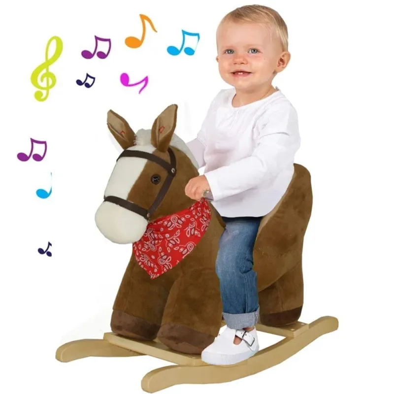 Sconto Cavallo Dondolo Cavalluccio Cavalcabile Peluche Gioco Bambini con Effetti Sonori