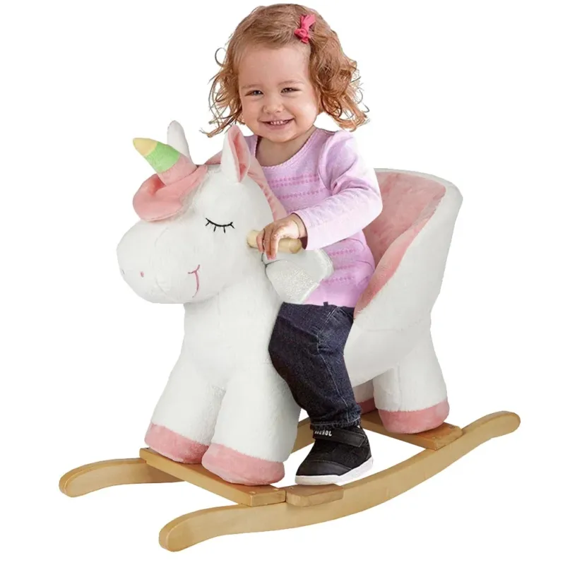 Unicorno a Dondolo Cavalcabile Peluche Cavallo Giocattolo Bambini con Suoni Vendita Finale