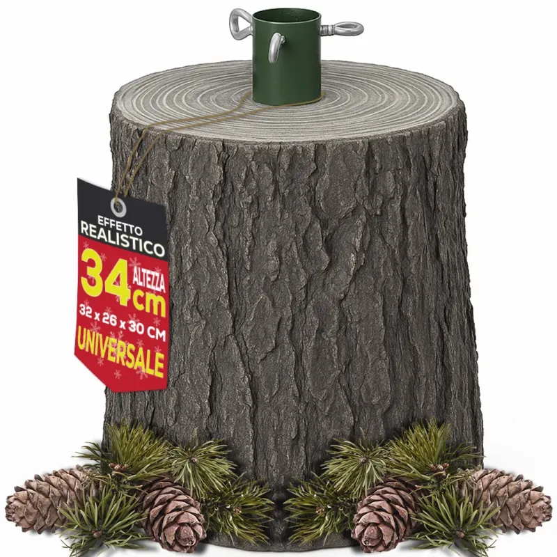 Base Supporto Albero di Natale Grigio Tronco Natalizio 34cm Realistico Universale Compra Oggi Stesso