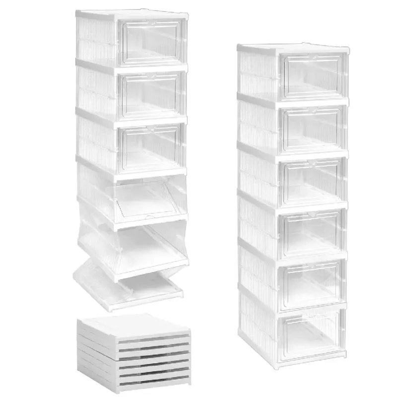 Kit 6 Scatole Porta scarpe Impilabili Salvaspazio 34.5x25.5 H 105 cm Multiuso Consegna Rapida