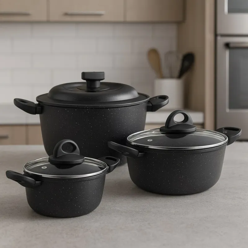 Set Pentole 6pz Pietra con Coperchio Magico Antiodore Casseruole 16 20 24 cm Induzione Solo Oggi