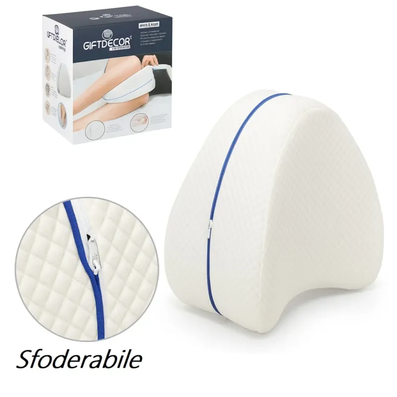 Promozione Cuscino per Gambe Memory Foam Ergonomico Sfoderabile Traspirante per Schiena e Gravidanza
