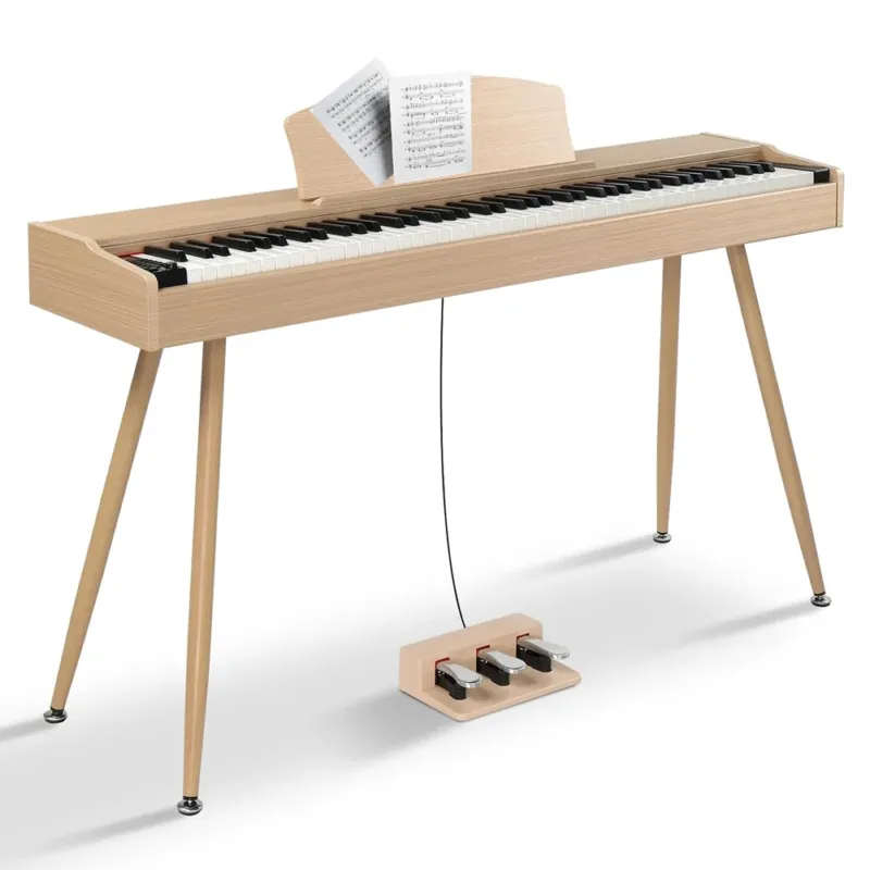 Di Tendenza Tastiera Musicale Pianoforte Elettrico con 88 Tasti e Pedaliera Colore Naturale