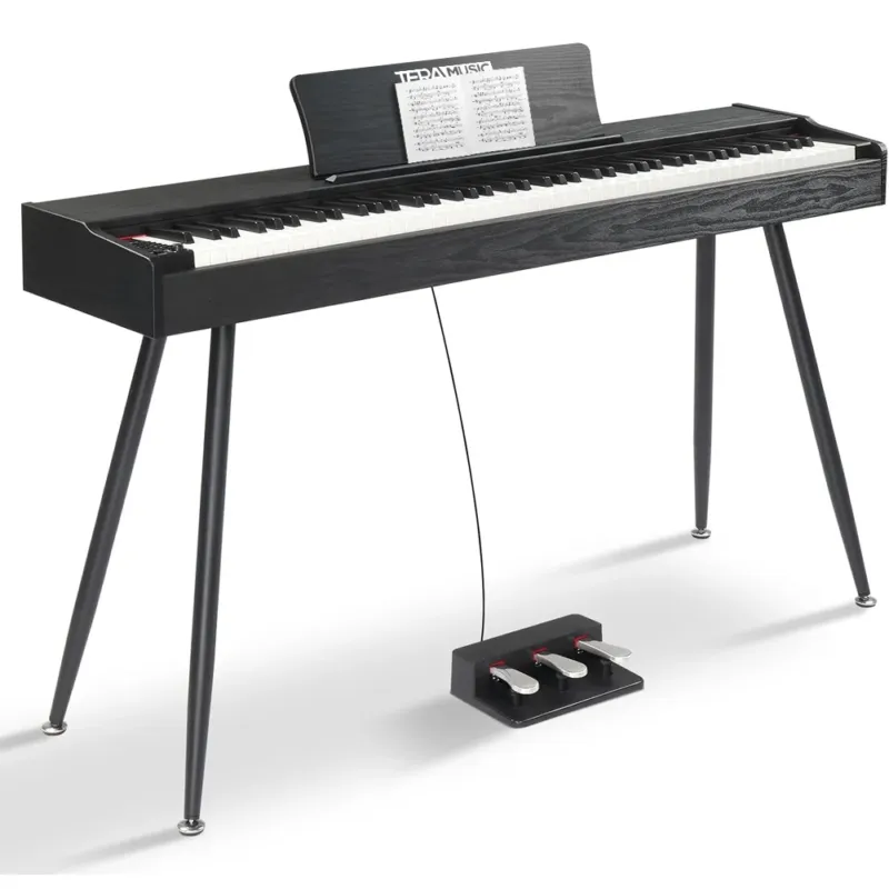 Bestseller Tastiera Musicale Pianoforte Elettrico Standard con 88 Tasti e Pedaliera Nero