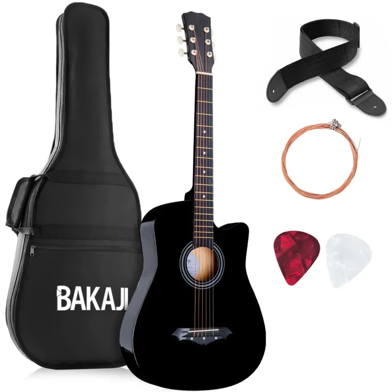 Miglior Prezzo Chitarra Acustica Nera 38" per Principianti Custodia Kit Corde Plettri Tracolla